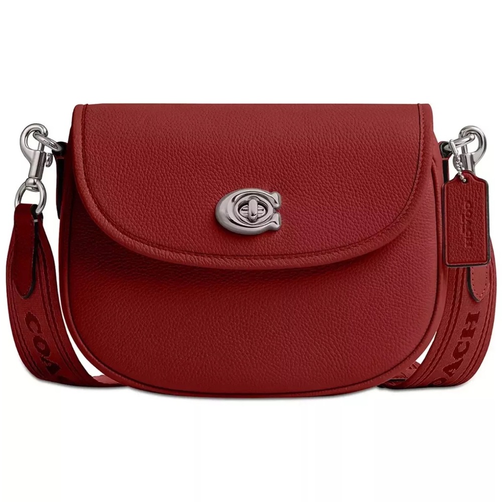 Coach Red Crossbody Bag with Adjustable Strap and Sophisticated Finish